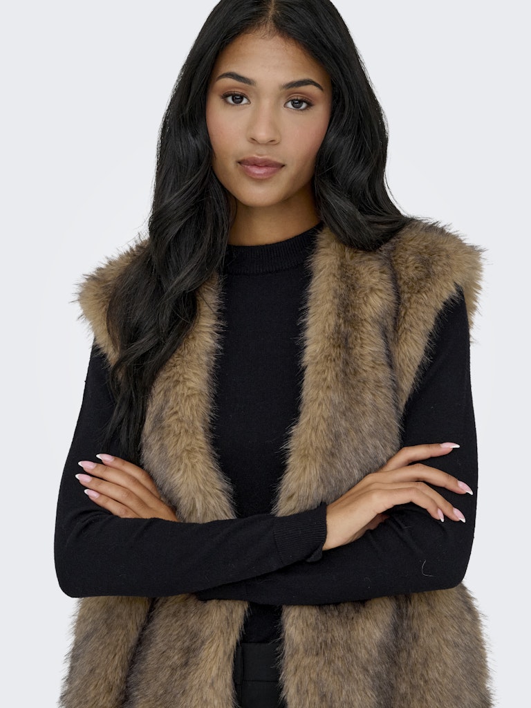 Onldawn Life Faux Fur Waistcoat Otw - Bruin Dessin