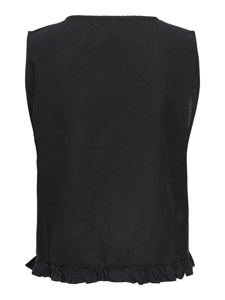 Onljakiri Linen S/l Emb Vest Ptm - Zwart