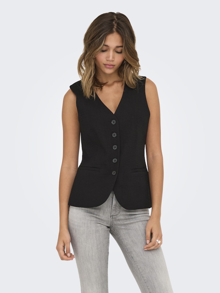 Jdyriver S/l Waistcoat Wvn Tlr - Zwart