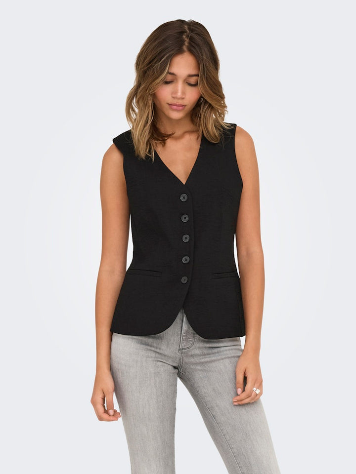 Jdyriver S/l Waistcoat Wvn Tlr - Zwart