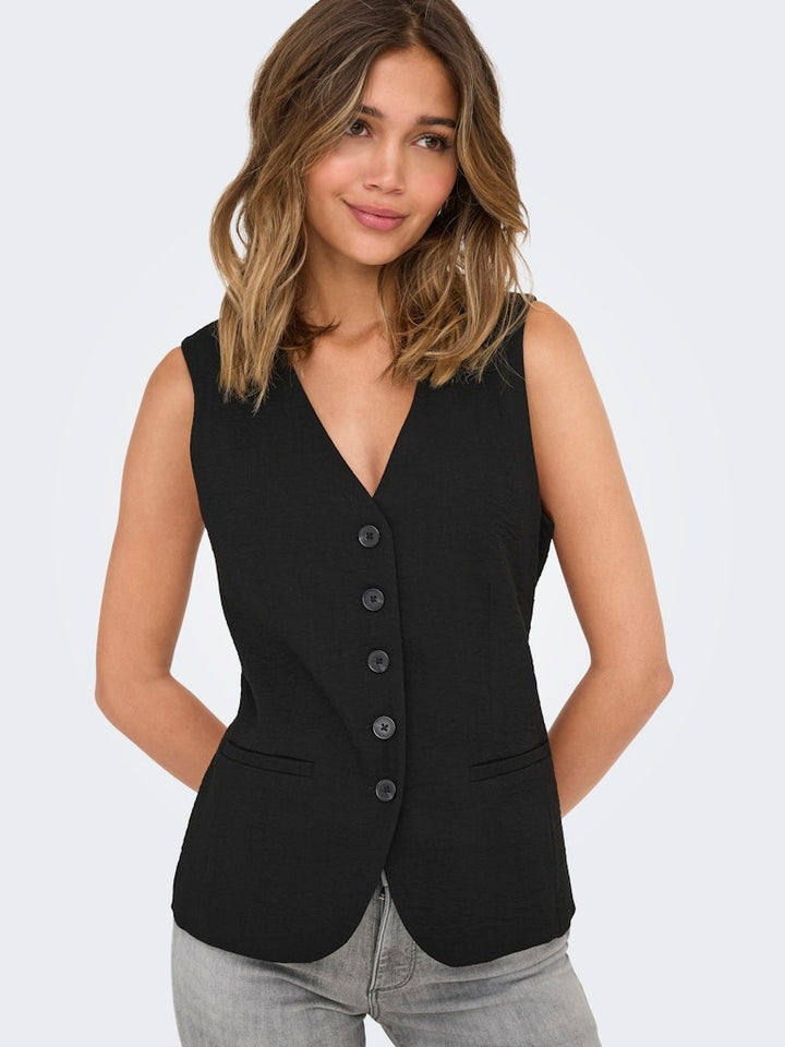 Jdyriver S/l Waistcoat Wvn Tlr - Zwart