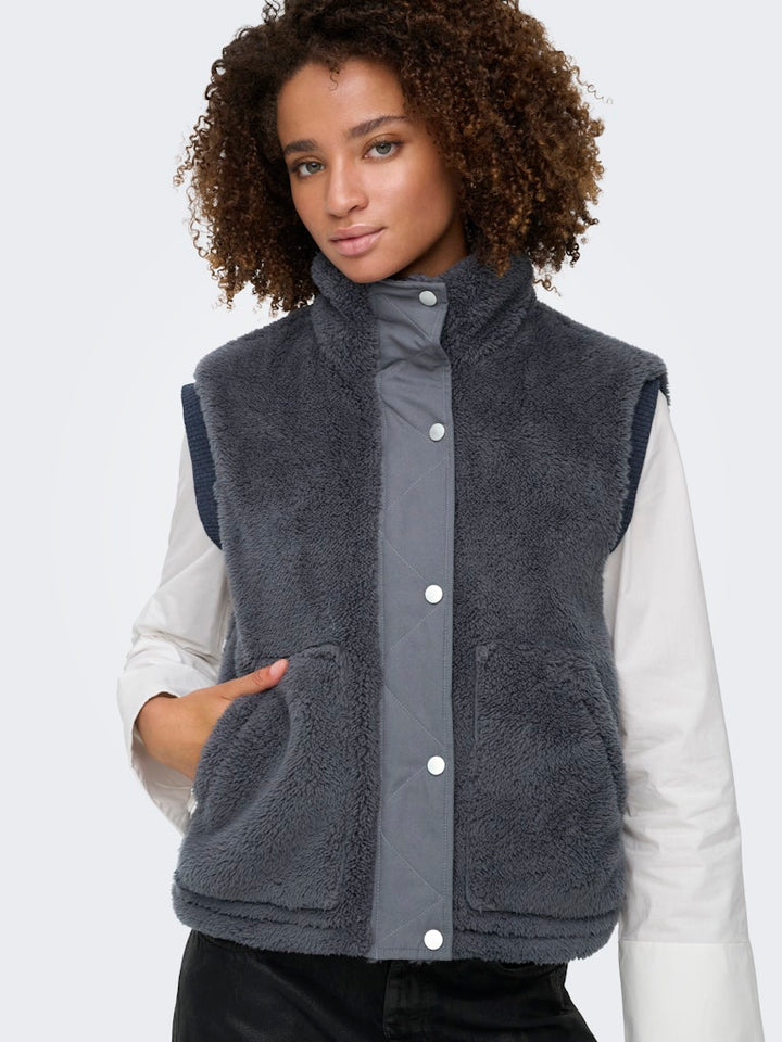 Onlbari Life Teddy Waistcoat Bf Otw - Antraciet