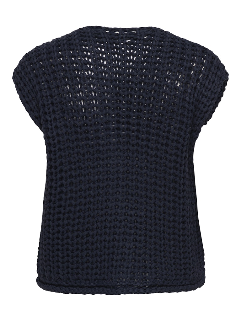 Onlchloe Ss Rib Button Vest Knt - Navy