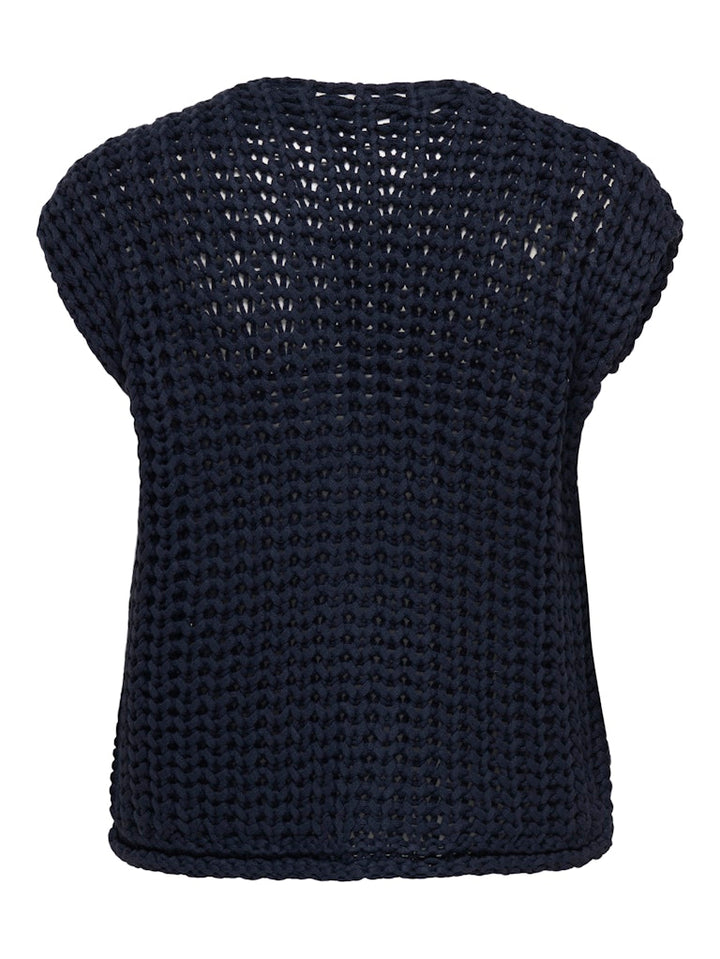Onlchloe Ss Rib Button Vest Knt - Navy