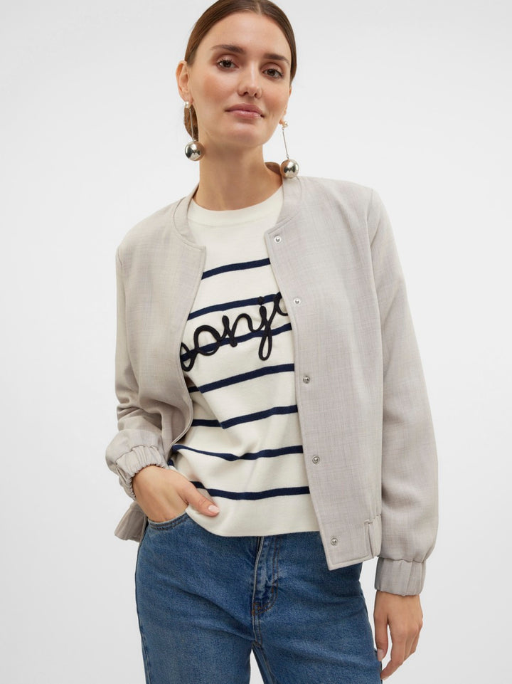 Vmcassidy Ls Bomber Jacket Boo - Beige