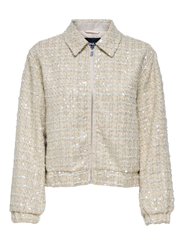 Onlsigne Sequin Boucle Jacket Otw - Ecru Dessin