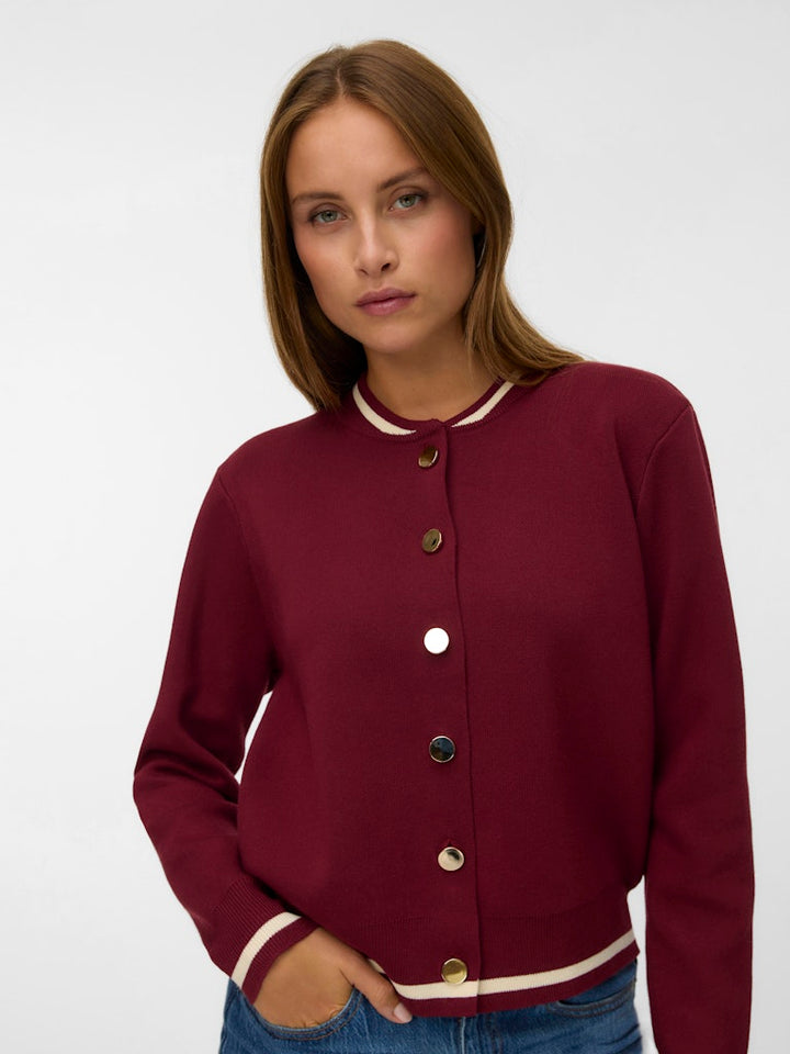 Vmevelijn Ls Bomber Knit Cardigan Exp - Bordeaux