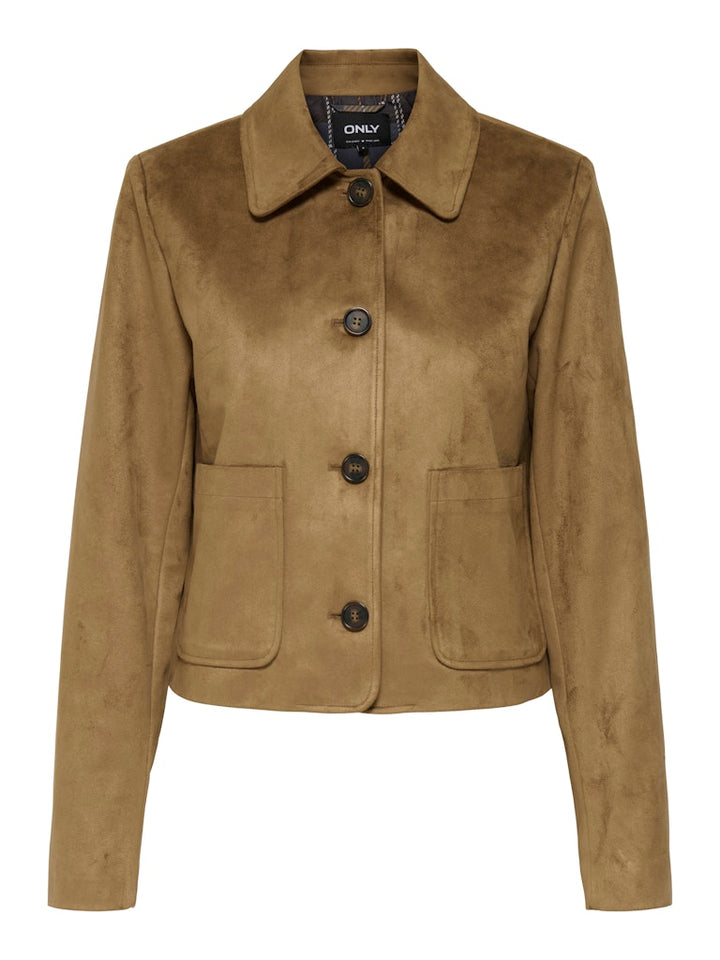 Onltulip Life Faux Suede Jacket Otw - Cognac