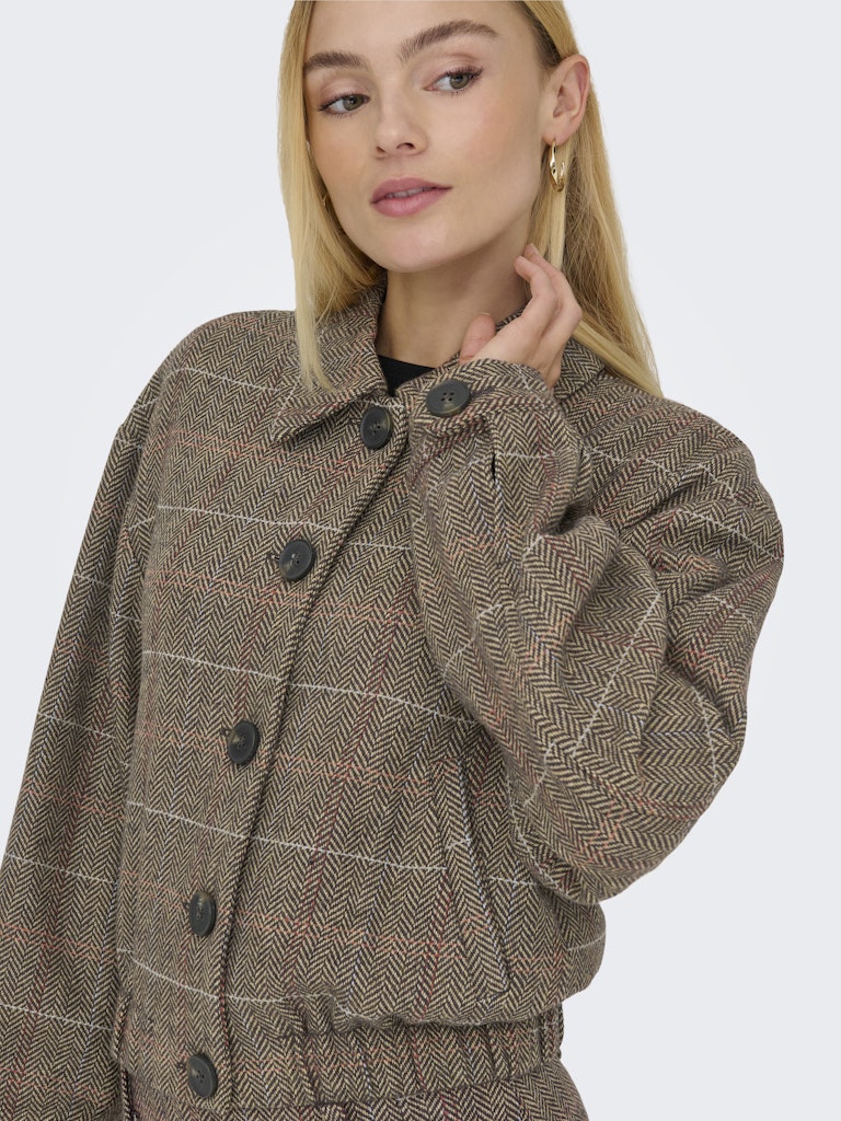 Onlricca Life Check Jacket Otw - Bruin Dessin