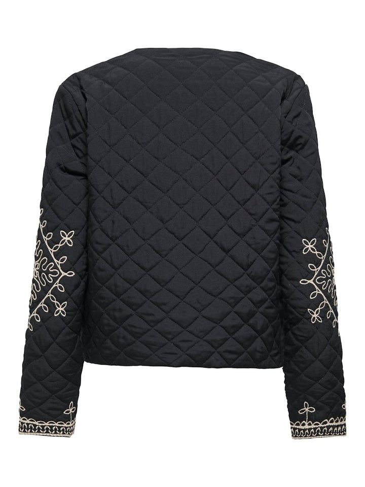 Jdybillie L/s Quilted Emb Shacket  Wvn - Zwart Dessin