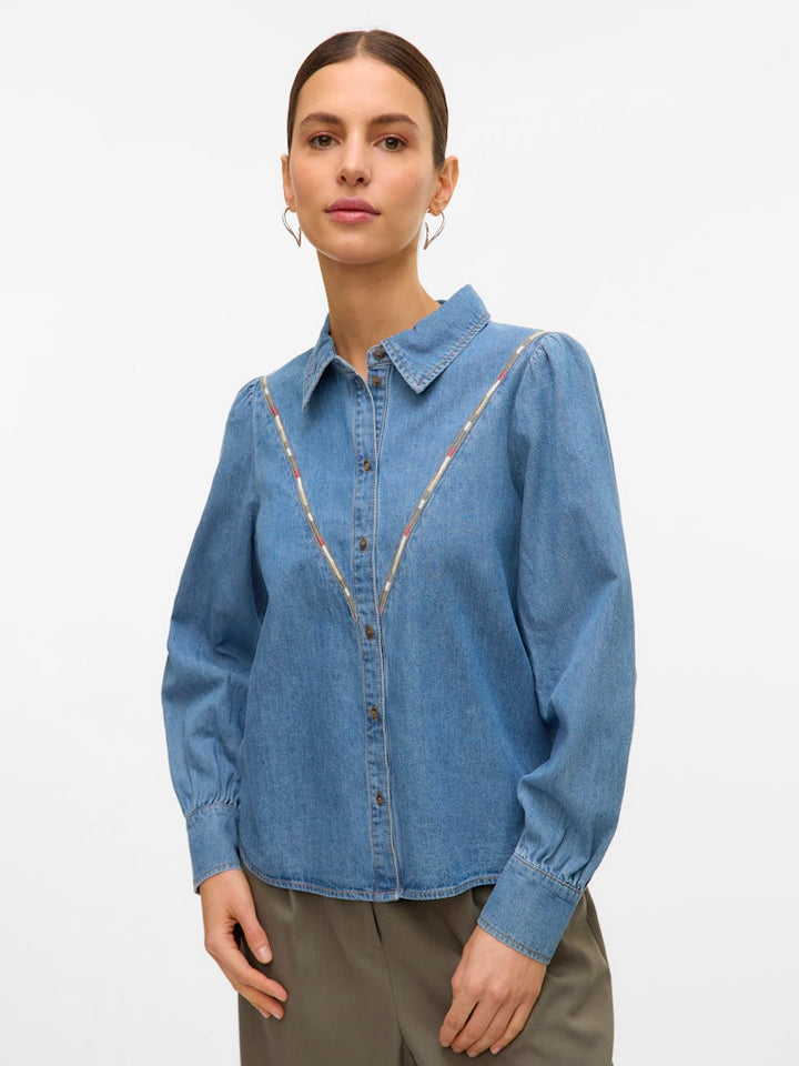 Vmtolla Ls Shirt Yo371 - Blue Denim