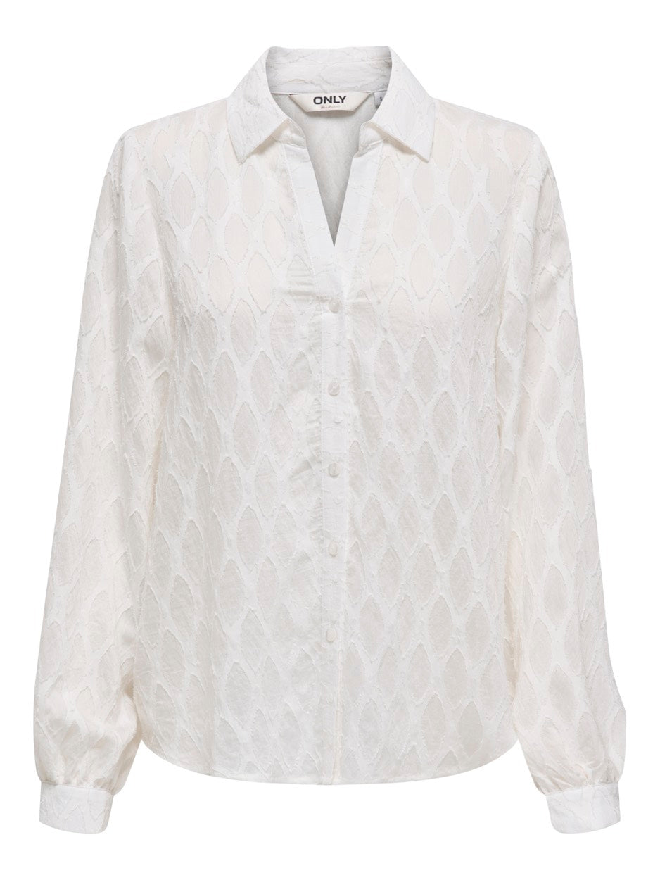 Onlnoa Ls V-neck Shirt Wvn - Off-white
