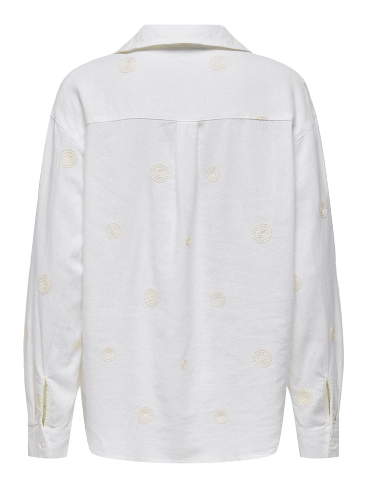 Onlcaro L/s Linen Bl Emb Shirt Cc P - Off-white