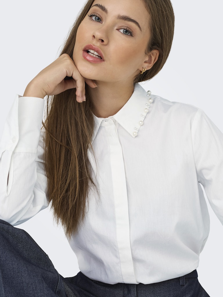 Jdylula L/s Pearl Detail Shirt Wvn - Off-white