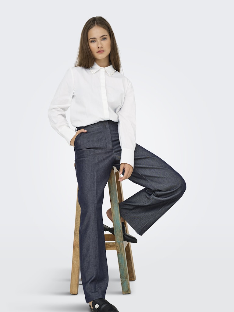 Jdylula L/s Pearl Detail Shirt Wvn - Off-white