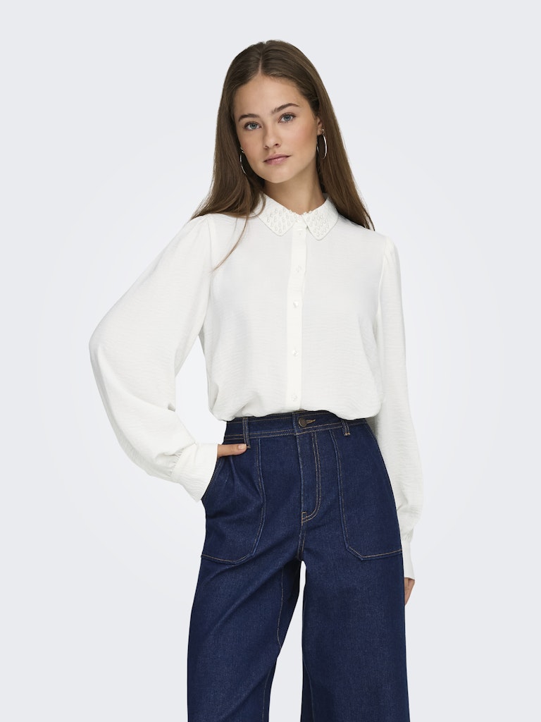 Jdyrachel Life L/s Beaded Shirt Wvn - Ecru