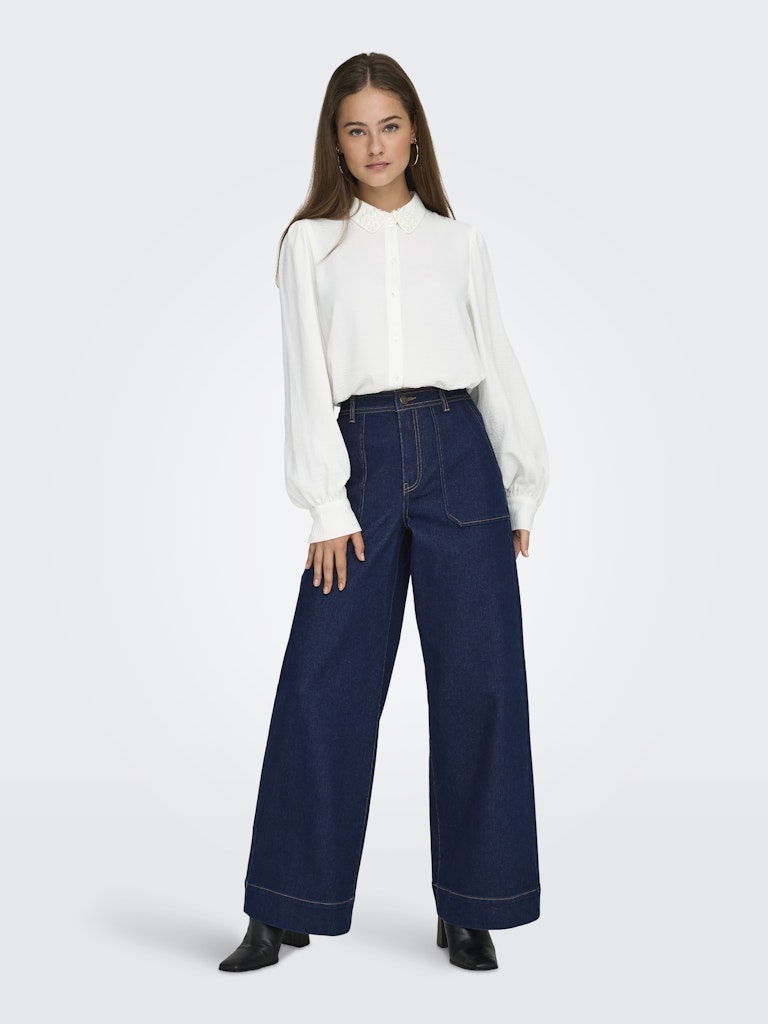 Jdyrachel Life L/s Beaded Shirt Wvn - Ecru