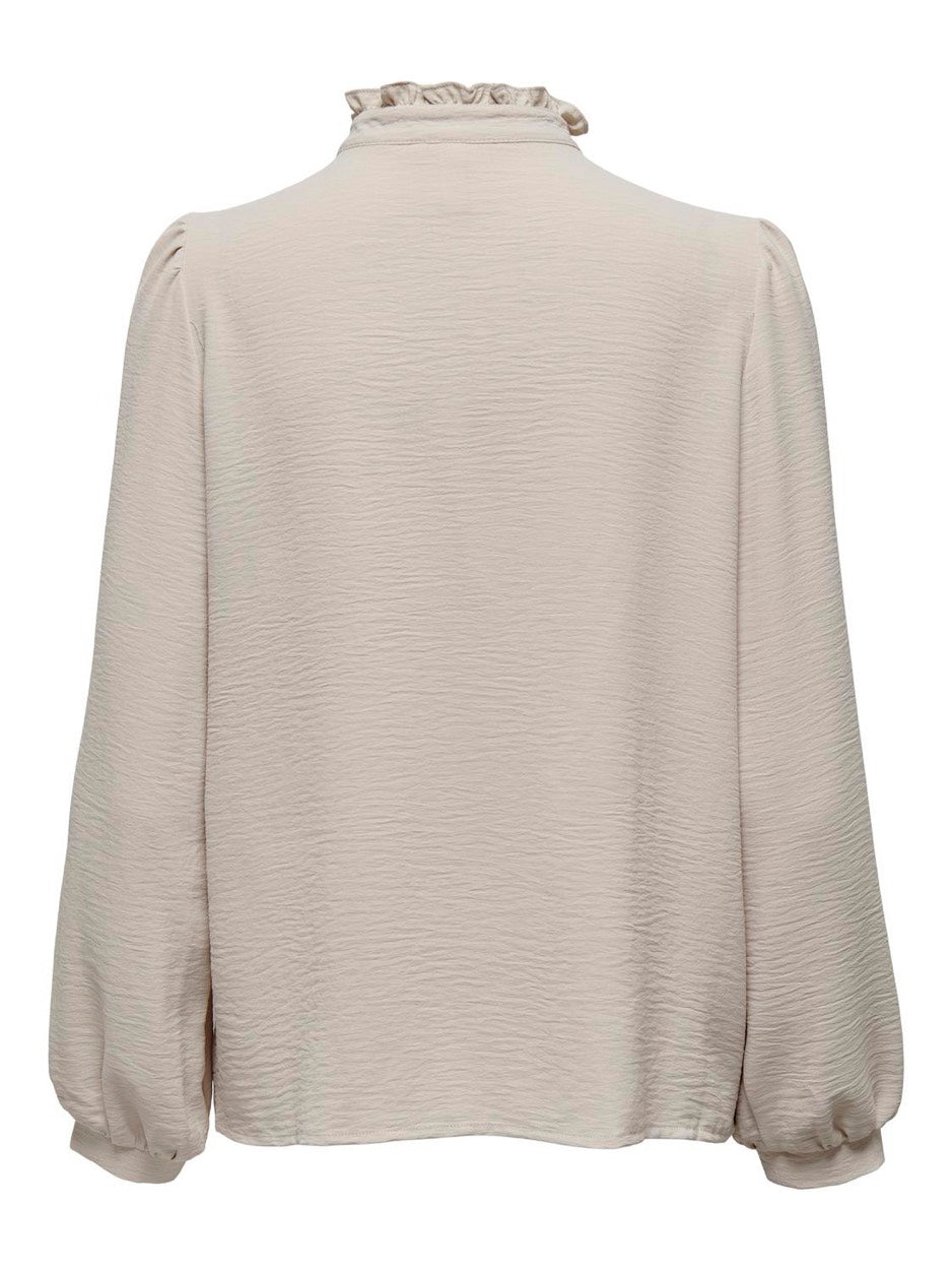 Onlmette Ls Pleat Shirt Wvn - Beige