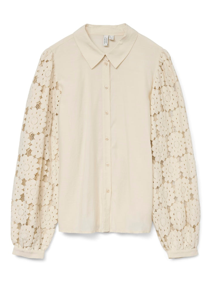 Vmfabena L/s Shirt Wvn Btq Ga - Beige