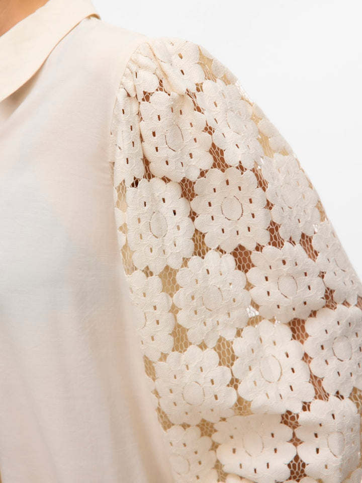 Vmfabena L/s Shirt Wvn Btq Ga - Beige