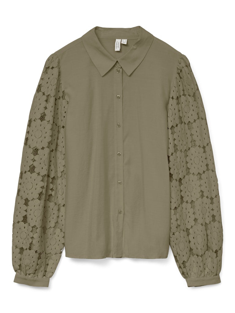 Vmfabena L/s Shirt Wvn Btq Ga - Olijf
