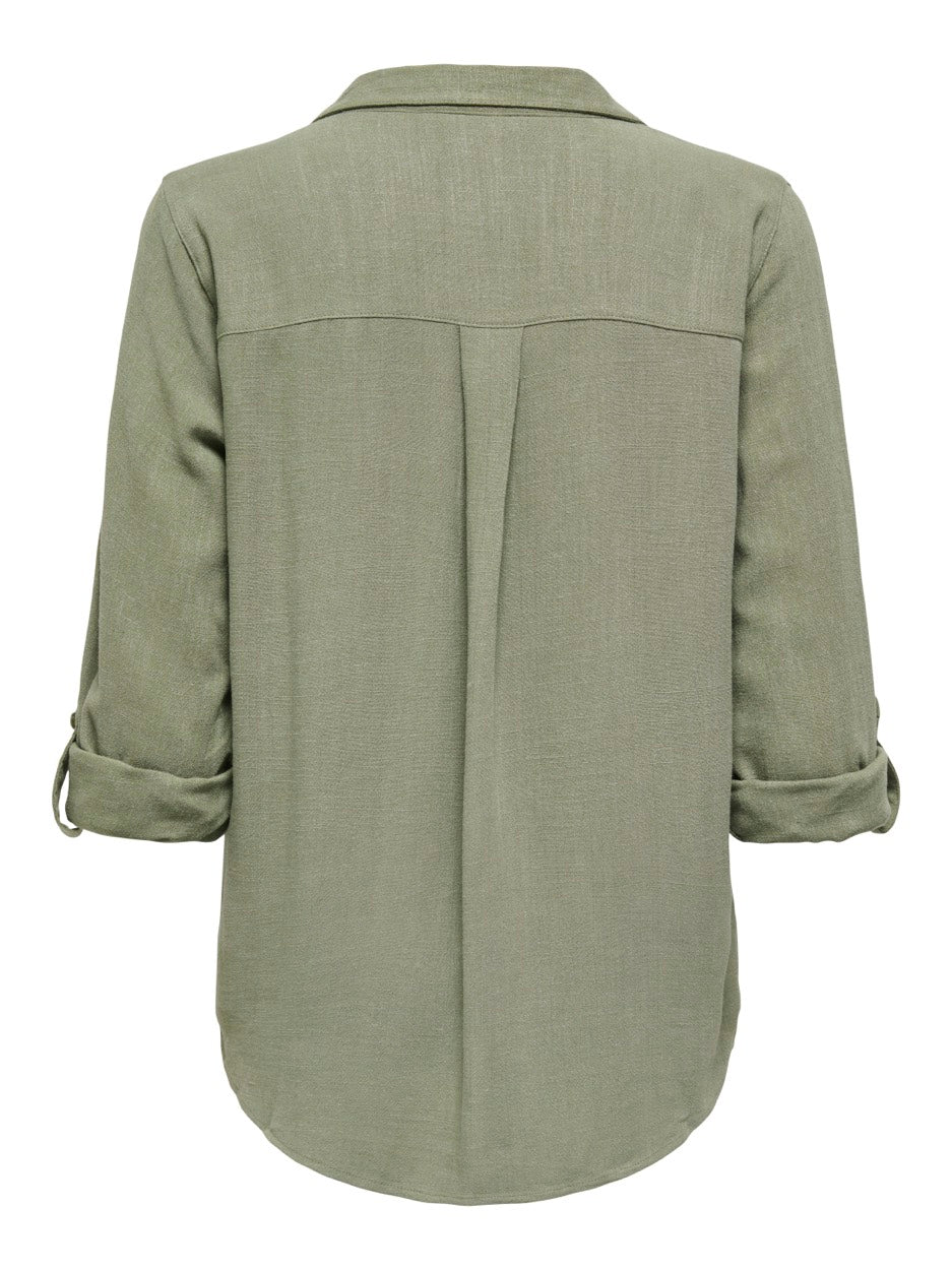 Onlyasmin-siesta Ls Linen Bl Shirt - Army