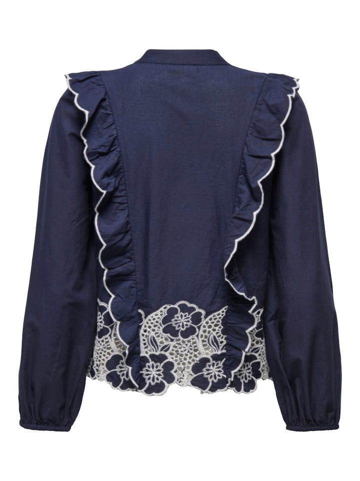 Jdyholly L/s Emb Top Wvn Exp - Blauw