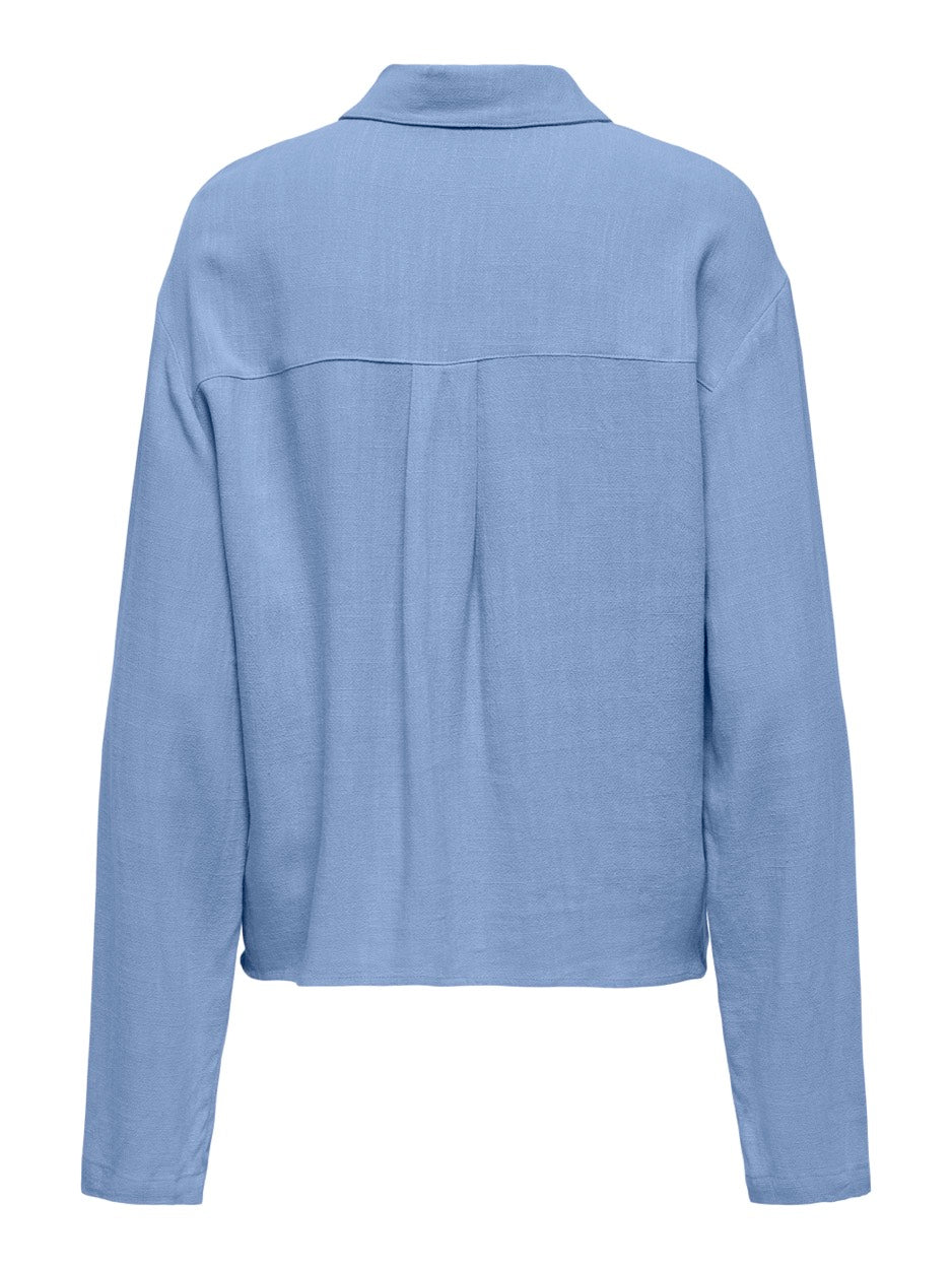 Onlsolvi L/s Linen Bl Shirt Cc Pnt - Lichtblauw
