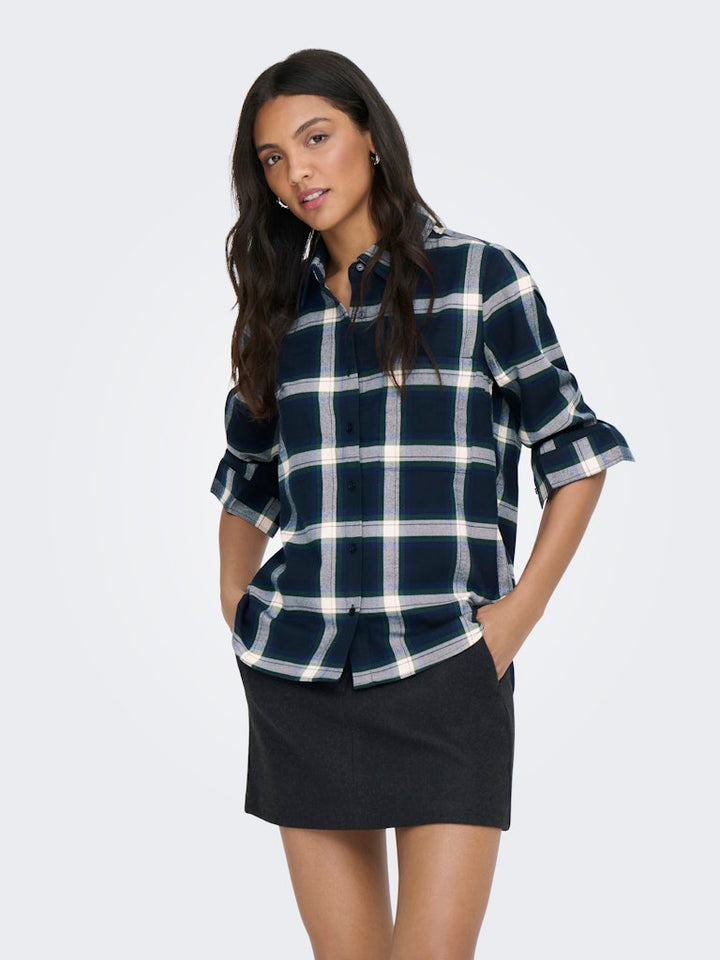 Onlwren Check Shirt - Blauw Dessin