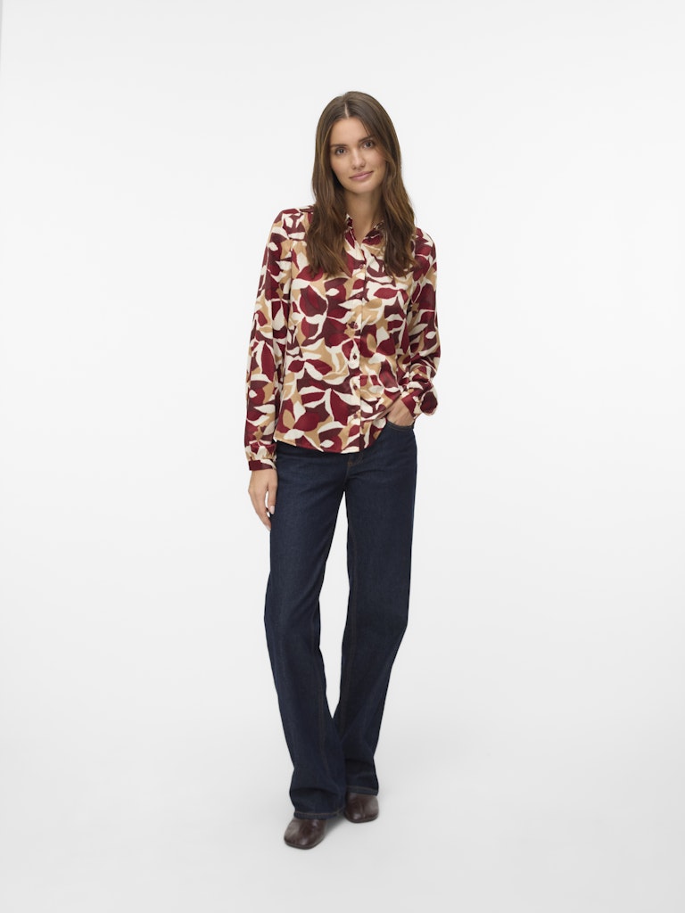 Vmgeodora Ls Shirt Wvn Lcs - Rood Dessin