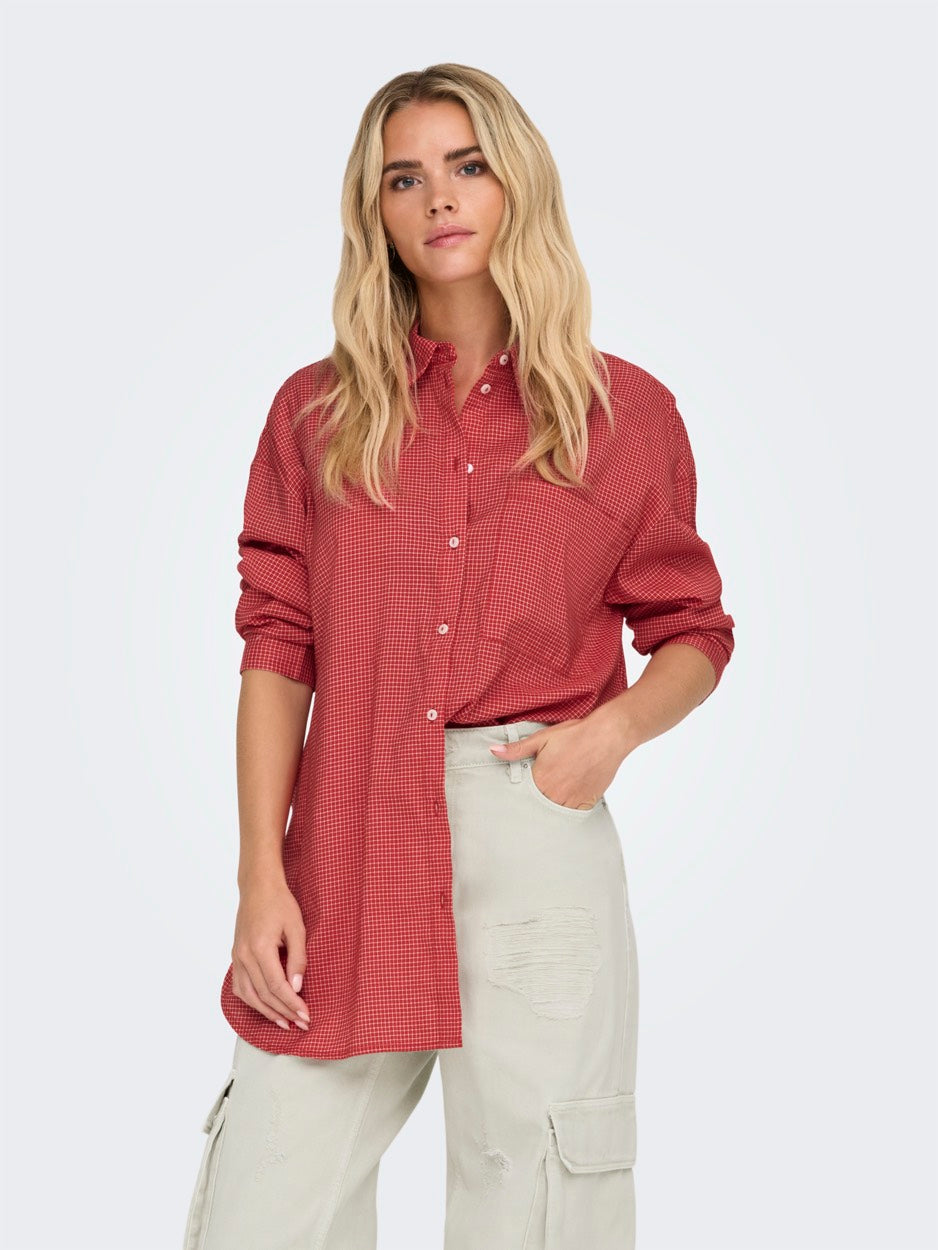 Onlmaggie Ls Check Shirt - Rood Dessin