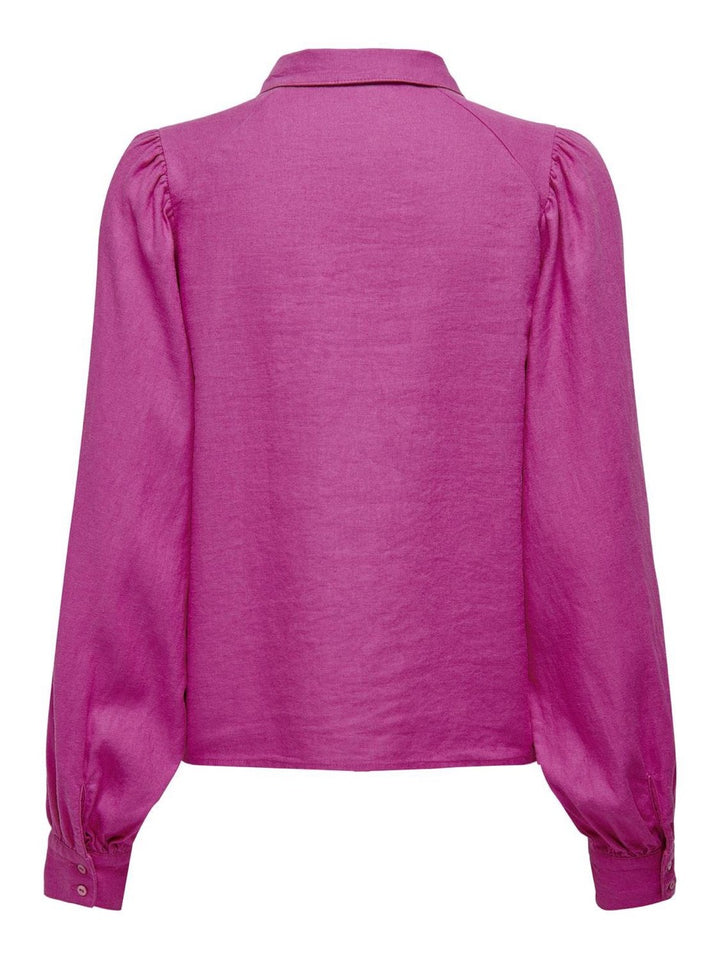 Onlcaro L/s Linen Bl Puff Shirt Cc - Fuchsia