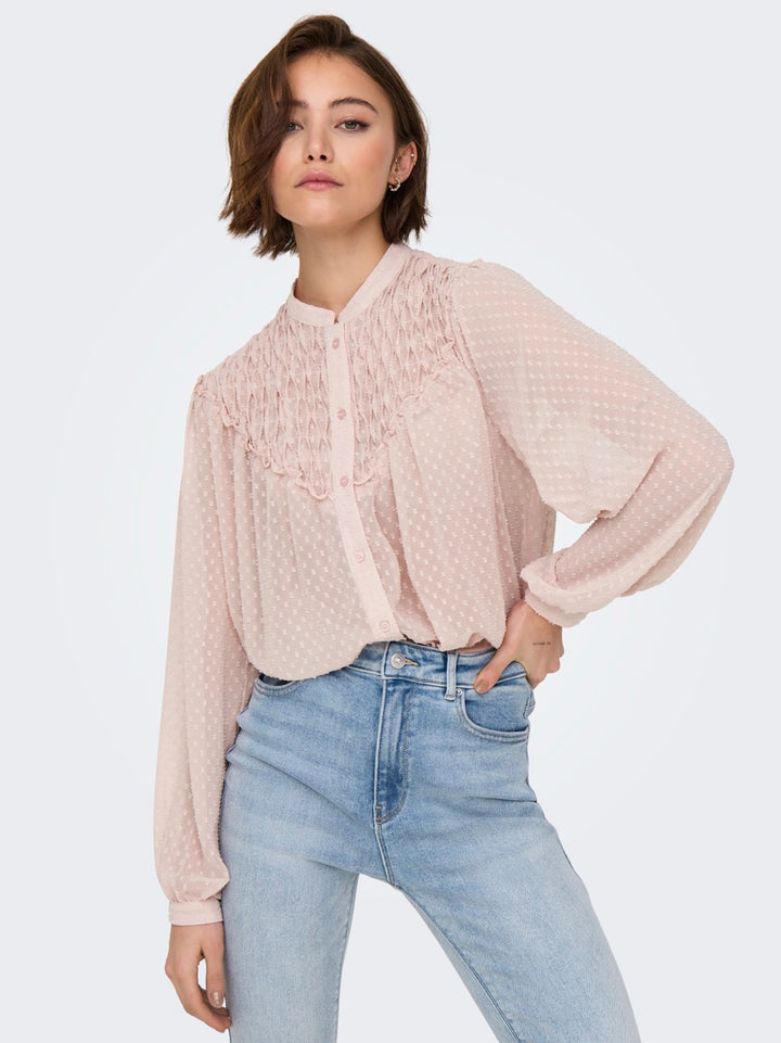 Onlchadia Life Ls Dobby Top Cc Wvn - Oud Roze