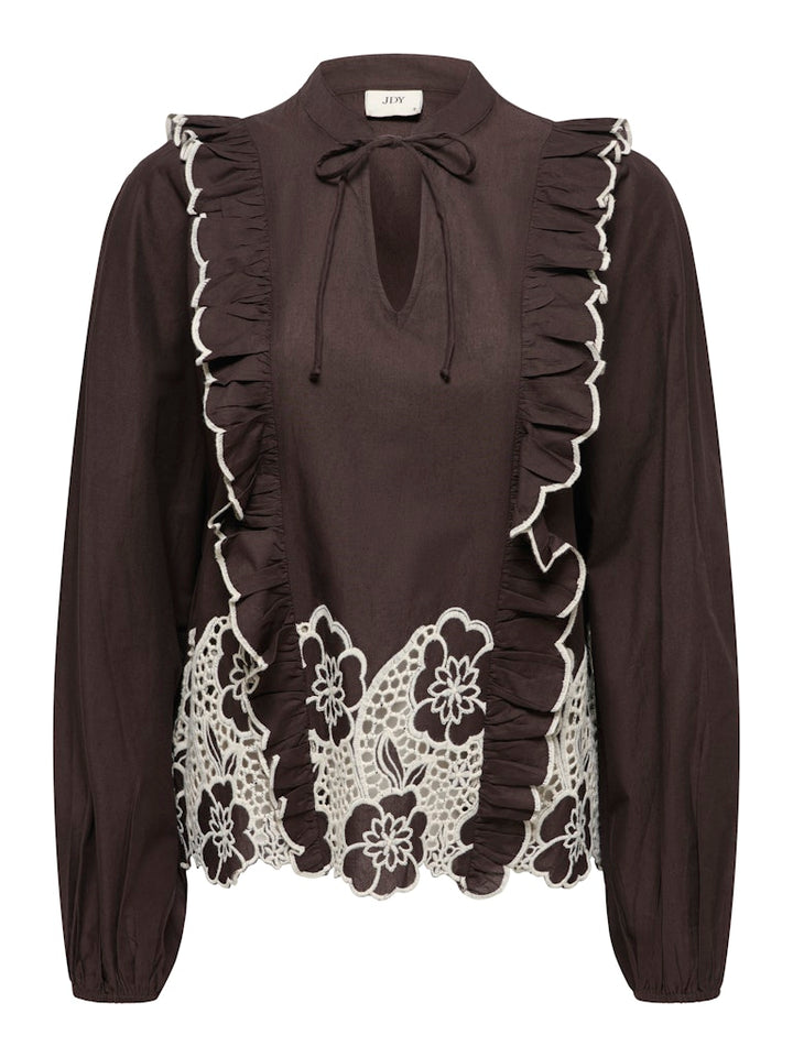 Jdyholly L/s Emb Top Wvn Exp - Bruin Dessin