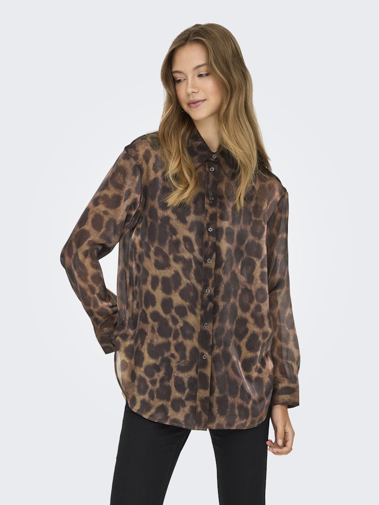 Onlstella Life Ls Loose Shirt Wvn - Bruin Dessin