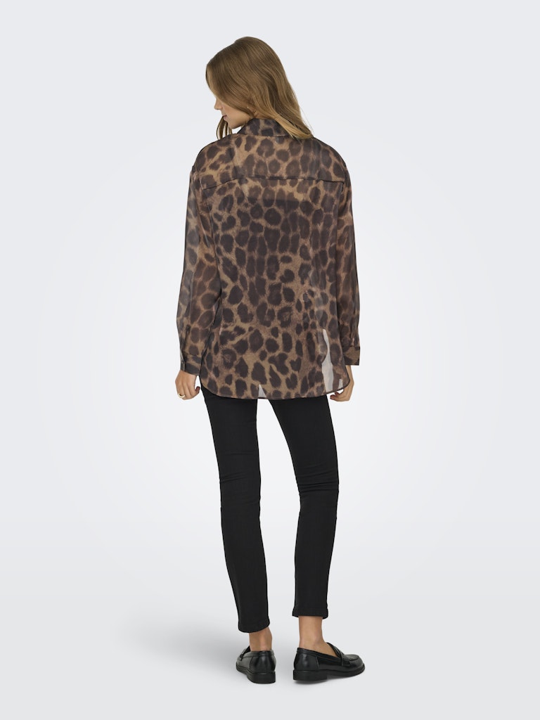 Onlstella Life Ls Loose Shirt Wvn - Bruin Dessin