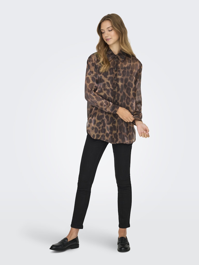 Onlstella Life Ls Loose Shirt Wvn - Bruin Dessin