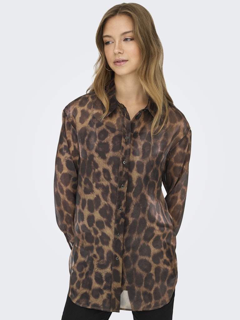 Onlstella Life Ls Loose Shirt Wvn - Bruin Dessin