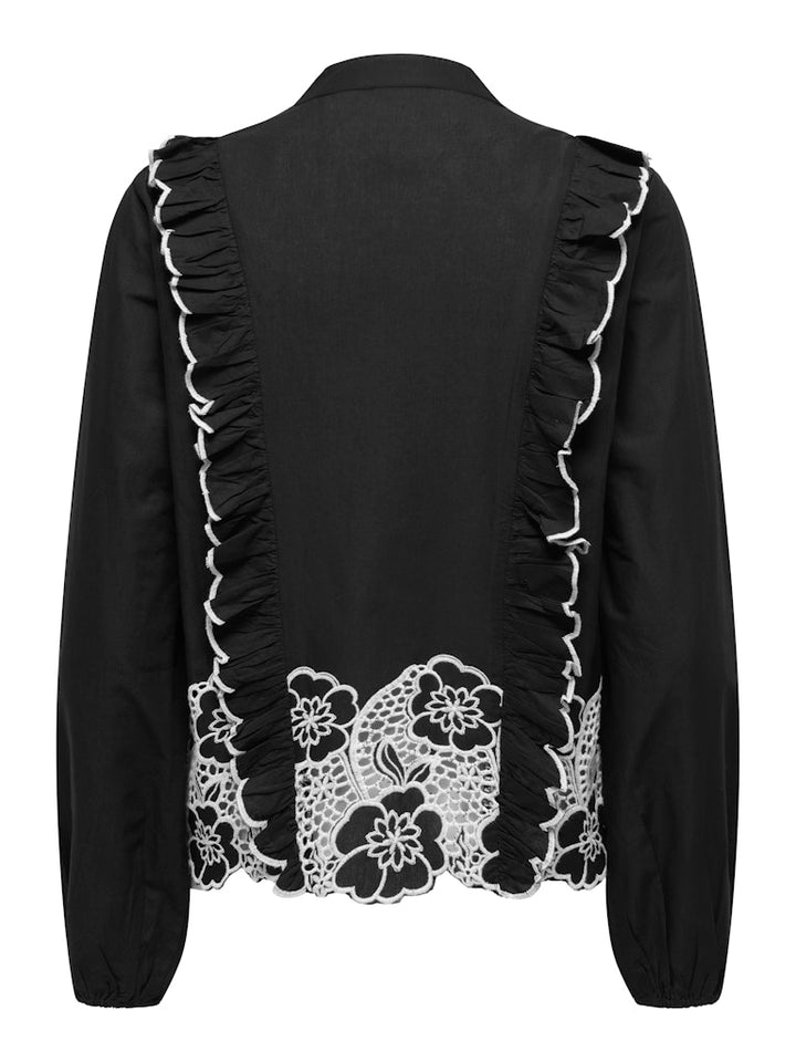 Jdyholly L/s Emb Top Wvn Exp - Zwart