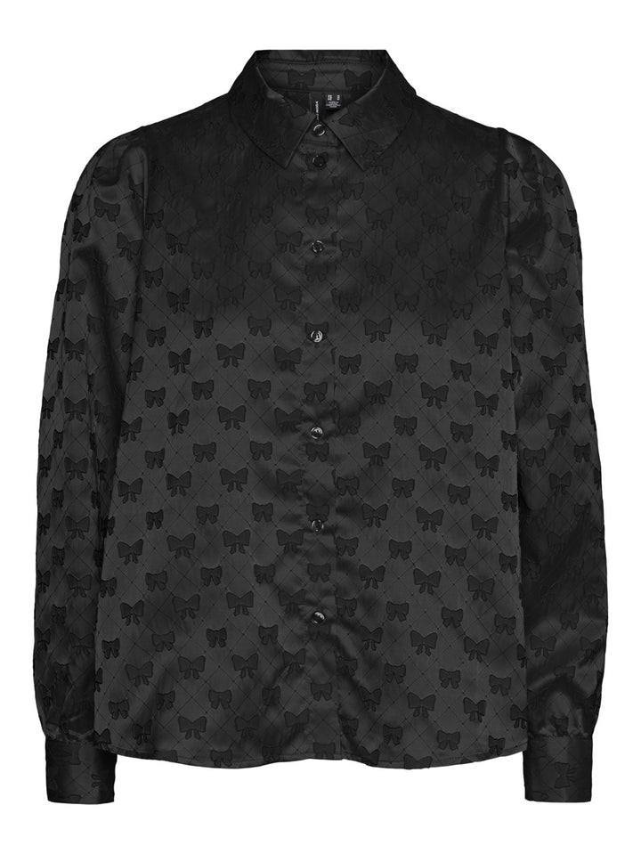 Vmviga Jacquard Ls Shirt Wvn Ga - Zwart