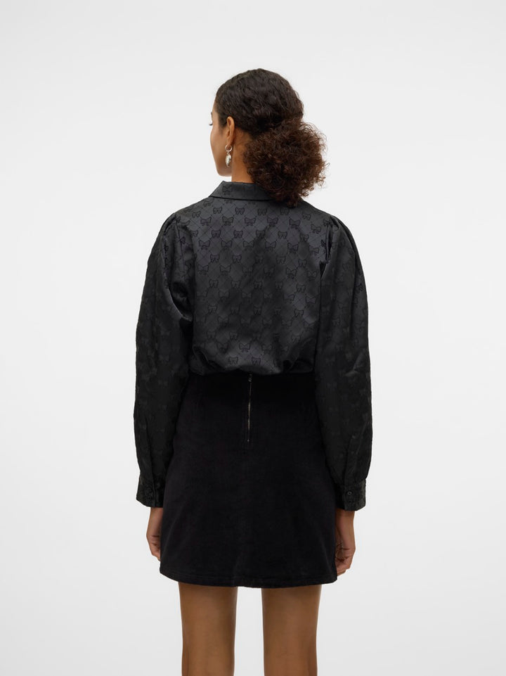 Vmviga Jacquard Ls Shirt Wvn Ga - Zwart