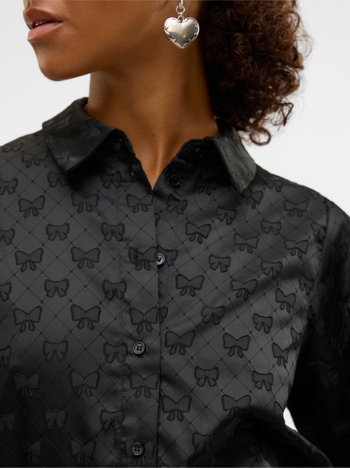 Vmviga Jacquard Ls Shirt Wvn Ga - Zwart