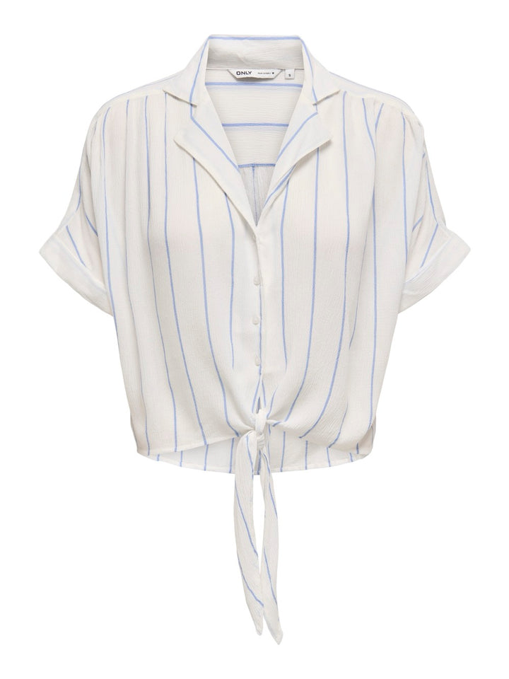 Onlpaula Life S/s Tie Shirt Wvn Noos - Wit Dessin