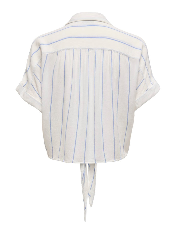 Onlpaula Life S/s Tie Shirt Wvn Noos - Wit Dessin