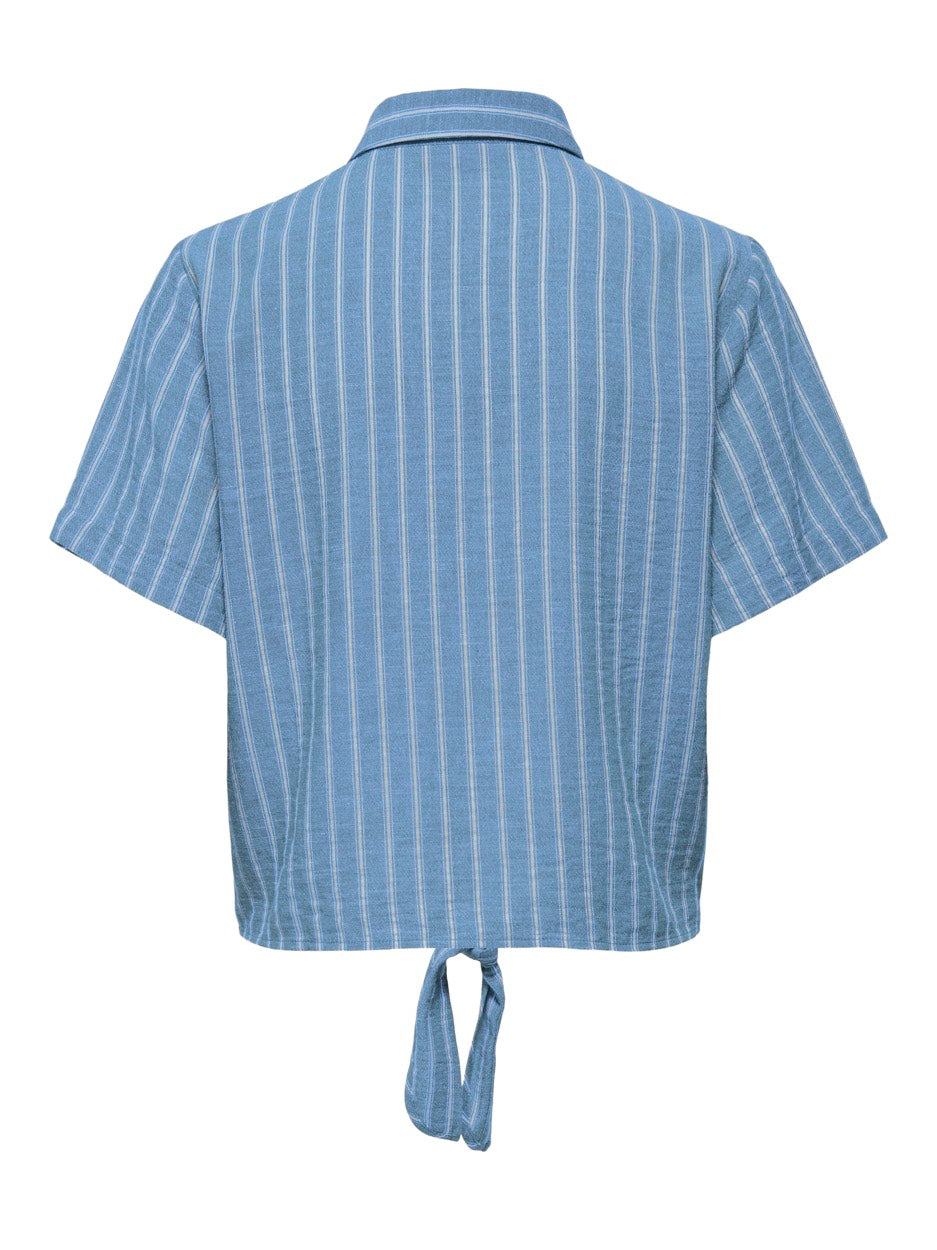 Jdyemilia S/s Knot Shirt Wvn Exp - Blauw Dessin