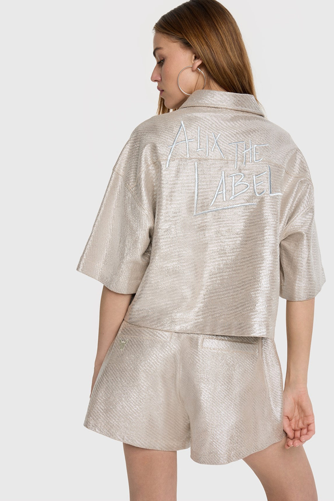 Foilke Cropped Blouse - Zilverkleurig