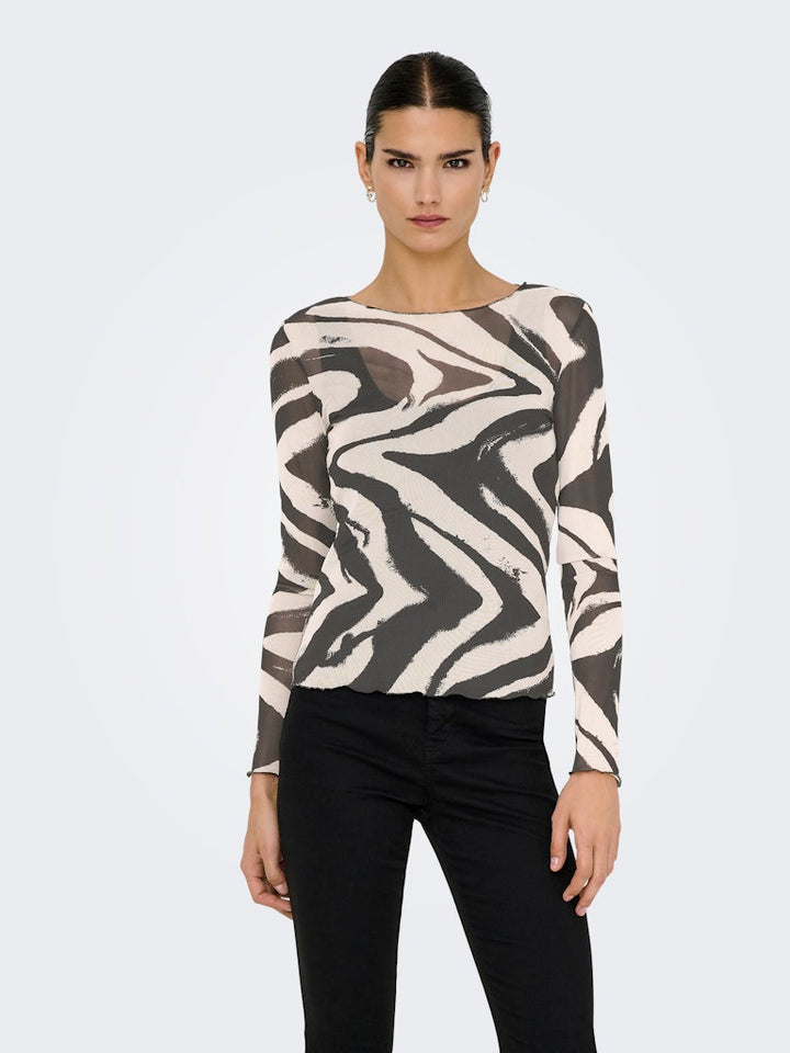 Jdyelsa New L/s O Neck Top Jrs Noos - Zand Dessin