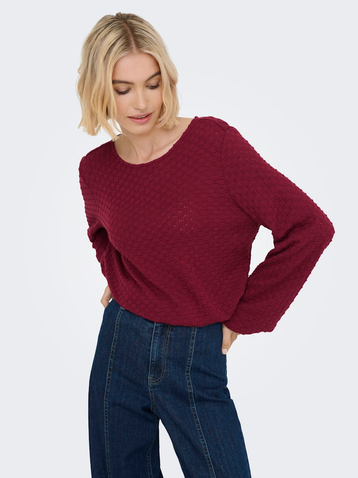 Onlbelle Life L/s Top Jrs - Wijnrood