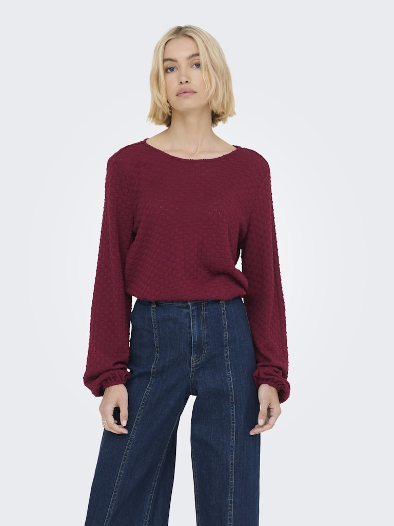 Onlbelle Life L/s Top Jrs - Wijnrood