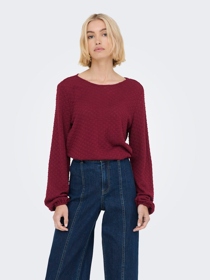 Onlbelle Life L/s Top Jrs - Wijnrood